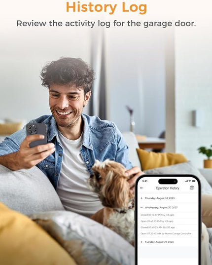 Smart Wi-Fi Garage Door Opener, Compatible with Apple HomeKit, Siri, Alexa & Google Assistant, Carplay, App Remote Control, Only Support 2.4GHz Networks Refoss