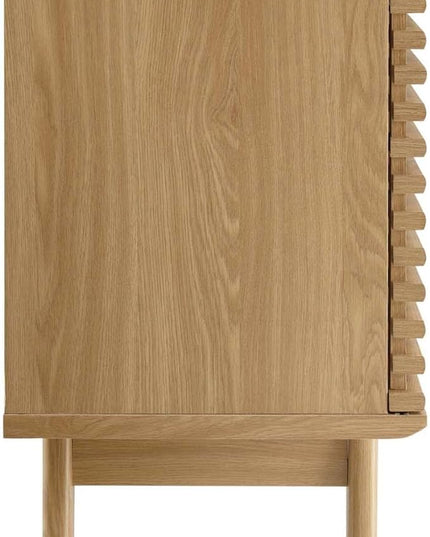 Modway Render Mid-Century Modern Low Profile 71 Inch Media Console TV Stand in Oak, 71" - LeafyLoom