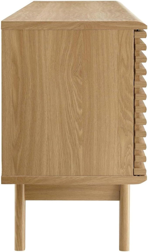 Modway Render Mid-Century Modern Low Profile 71 Inch Media Console TV Stand in Oak, 71" - LeafyLoom