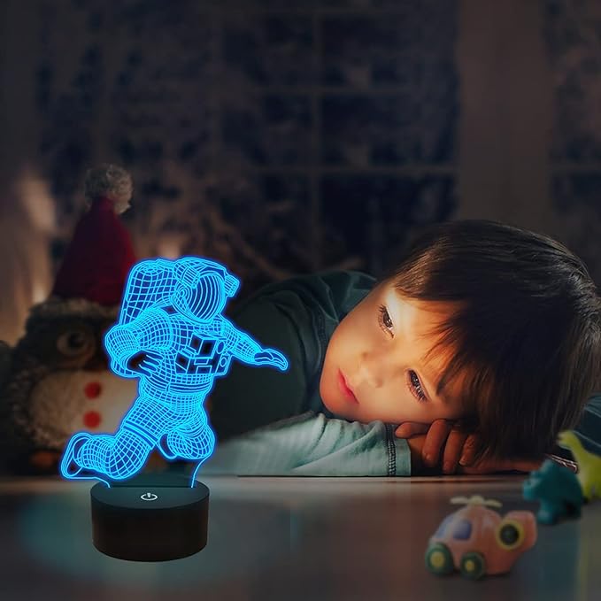 FULLOSUN Spaceman 3D Night Light, Astronaut Rocket Optical Illusion Lamp Birthday Gift Idea for Outer Space Fan Xmas, Living Room Decor Night Light with 7 Colors Changing - LeafyLoom