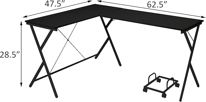 NicBex Kimberly-DW-00049-LWJ Home Office Desks, 62.5"x47.5"x28.5", Black - LeafyLoom