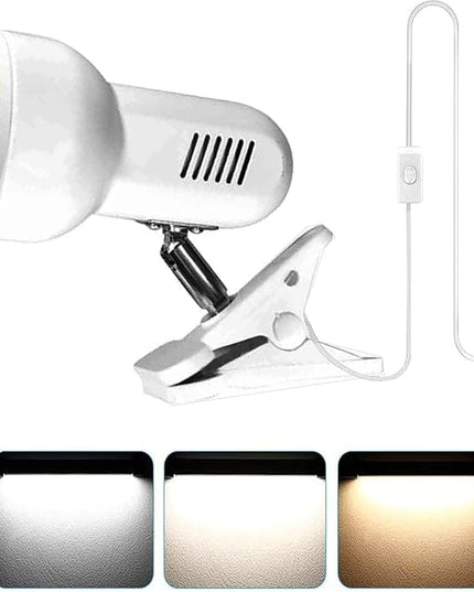 LED Clamp Work Lamp, 5W 360° Rotatable Head, Ultra Bright Work Bench Light, Desk Lamp with Clip,3 Color Temperature Modes, 4.9ft Plug & Play Cord (White)… - LeafyLoom
