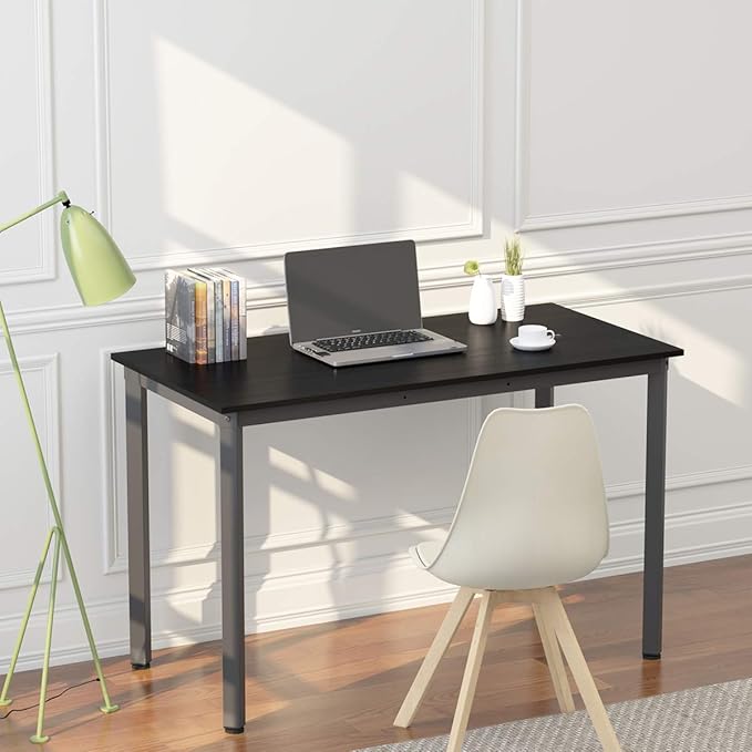 Weehom Computer Desk Home Office Writing Desk Study Laptop/Dining Table - 55 Inches Black Desk - LeafyLoom