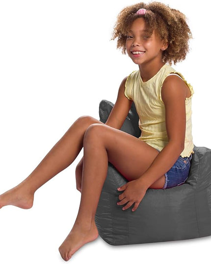 Posh Creations Bean Bag Structured Seat for Toddlers and Kids, Comfy Chair for Children, Pasadena, Charcoal Gray - LeafyLoom