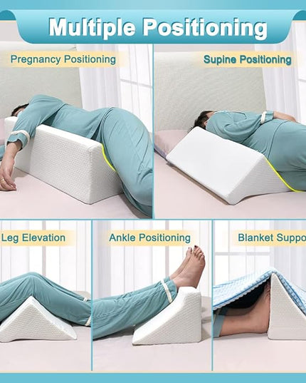 Wedge Pillow for Sleeping After Surgery Bed Body Positioners Side Sleeper Triangle Incline 30 Degree Foam Back Sore Turning Wedges Hospital Leg Elevation Pillows for Pregnancy Elderly Adults - LeafyLoom