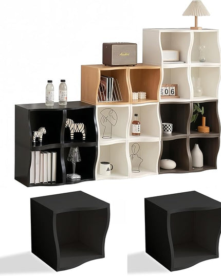 DIY Bookcase, 2 Cube Storage Organizer, Stackable Modular Book Shelf for Bedroom, Living Room, Office, Closet - LeafyLoom