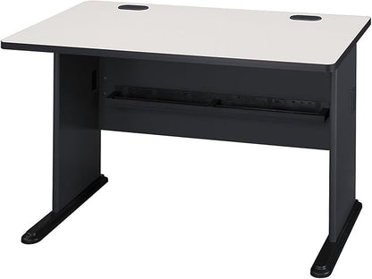 Bush Business Furniture Series A 48W Computer Desk in White Spectrum and Slate, Small Office Table for Home or Professional Workspace - LeafyLoom