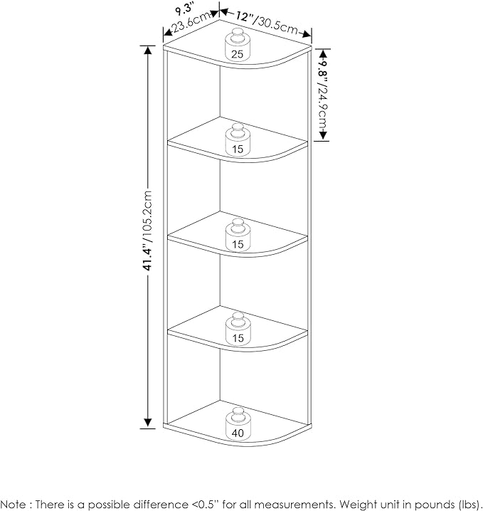 Furinno Pasir 4-Tier Corner Open Shelf Bookcase, French Oak - LeafyLoom