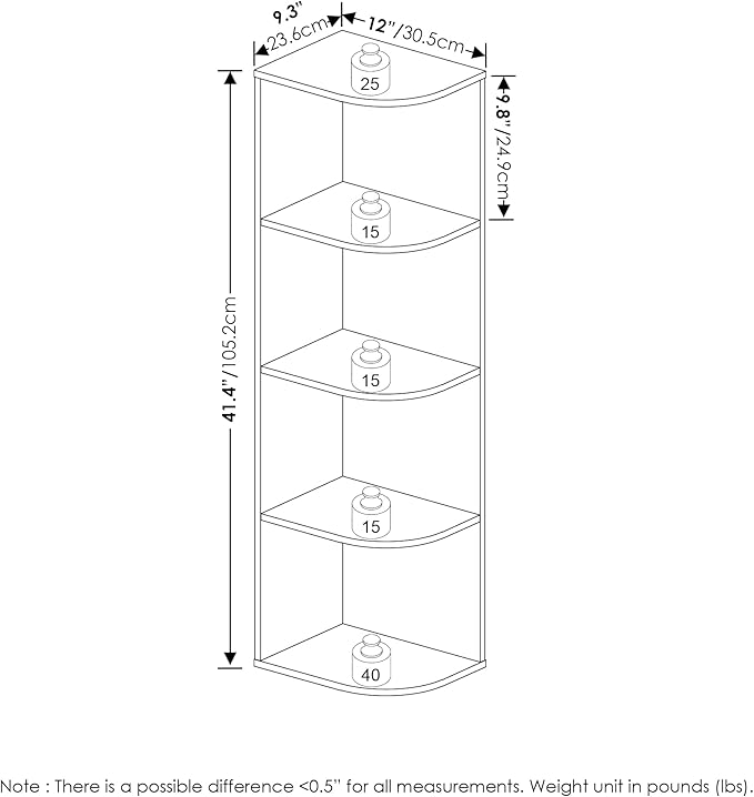 Furinno Pasir 4-Tier Corner Open Shelf Bookcase, White - LeafyLoom