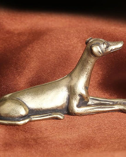 Vintage Solid Brass Miniature - Delicate Greyhound Desk Ornament for Pet Enthusiasts - Exquisite Collectible and Home Décor Accent（Greyhound） - LeafyLoom