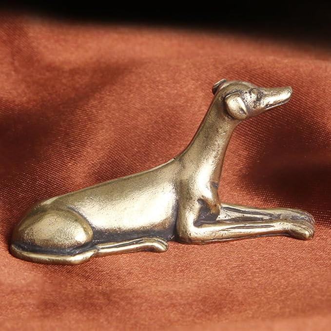 Vintage Solid Brass Miniature - Delicate Greyhound Desk Ornament for Pet Enthusiasts - Exquisite Collectible and Home Décor Accent（Greyhound） - LeafyLoom