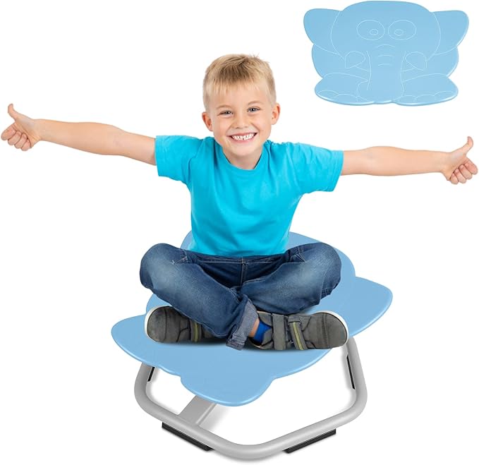 Elephant Kids Swivel Chair, Seat and Spinning Chair, Body Coordination Training Chair, Light Blue Non Slip Sensory Toys 360° Spinning Chair for Autistic Kids Aged 3+, Improving Kid's Physical Fitness - LeafyLoom