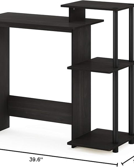 Furinno Efficient Home Laptop Notebook Computer Desk with Square Shelves, Dark Espresso/Black - LeafyLoom