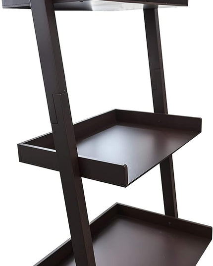 Kiera Grace Providence Hadfield 5 Tier Ladder Shelf, Leaning Bookshelf Storage Rack for Home, Office, 18" x 67", Espresso - LeafyLoom