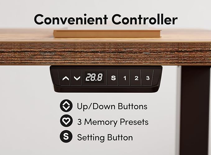 BANTI 55'' Standing Desk, Electric Stand up Height Adjustable Home Office Table, Sit Stand Desk with Splice Board, Rustic Brown - LeafyLoom