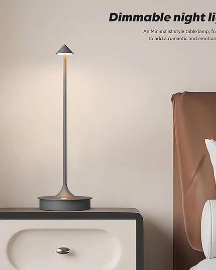 Set of 2 Cordless Table Lamp Rechargeable, Battery Operated Desk Lamp, 4000mAh LED Touch Lamp, Dimmable Portable Outdoor Waterproof Wireless Table Light for Restaurants/Bars/Outdoor(Gray) - LeafyLoom