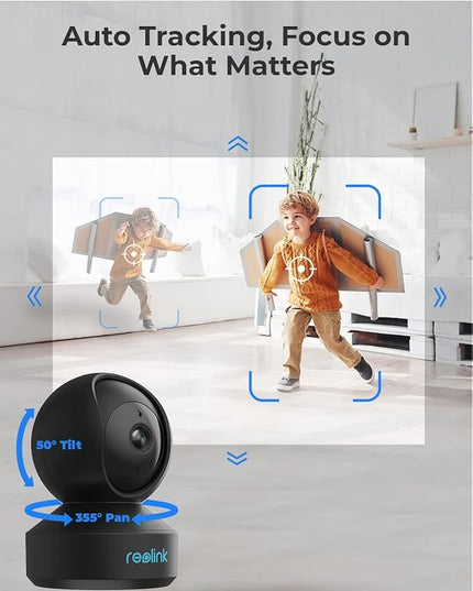 REOLINK Indoor Security Camera E1 Pro(Black), 4MP Plug-in Pet Camera Support 2.4/5 GHz WiFi, 360 Degree Auto Tracking Baby/Dog Monitor, Person/Pet Detection, Night Vision, 2 Way Audio, Local Storage REOLINK