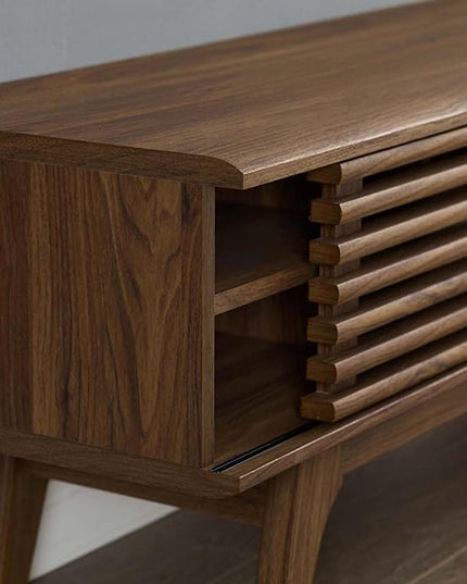 Modway Render 46" Mid-Century Modern Low Profile Media Console TV Stand, 46 Inch, Walnut - LeafyLoom