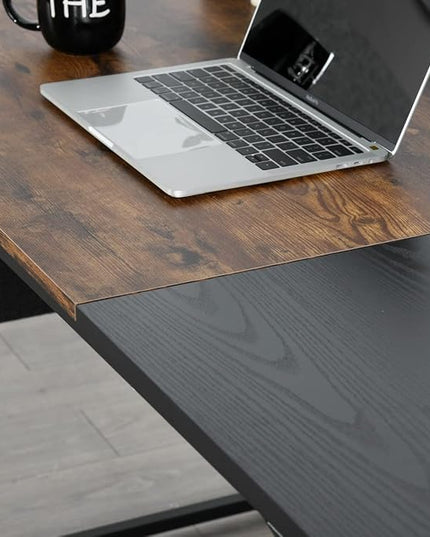 47 inch Study Storage Bag Space Saving for Home Office, Modern Simple Style PC Metal Frame Computer Desk, Writing Table, Brown, Black - LeafyLoom