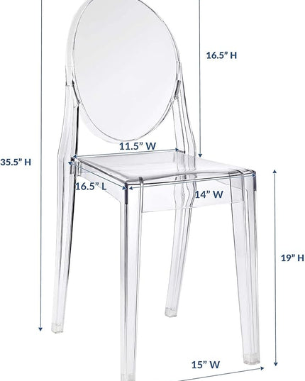Modway Casper Modern Acrylic Stacking Kitchen and Dining Room Chair in Clear - Fully Assembled - LeafyLoom