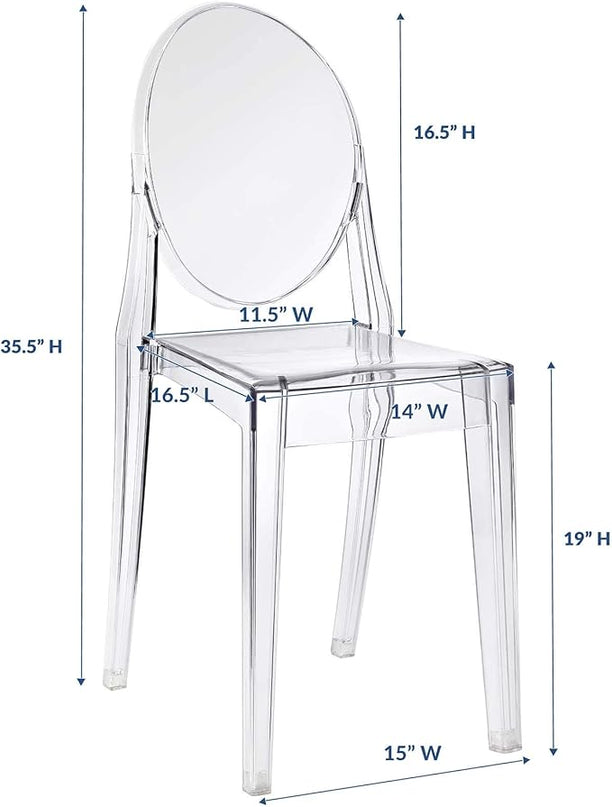 Modway Casper Modern Acrylic Stacking Kitchen and Dining Room Chair in Clear - Fully Assembled - LeafyLoom