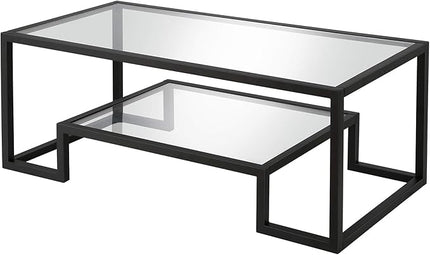 Henn&Hart 45" Wide Rectangular Coffee Table in Blackened Bronze, Modern coffee tables for living room, studio apartment essentials - LeafyLoom
