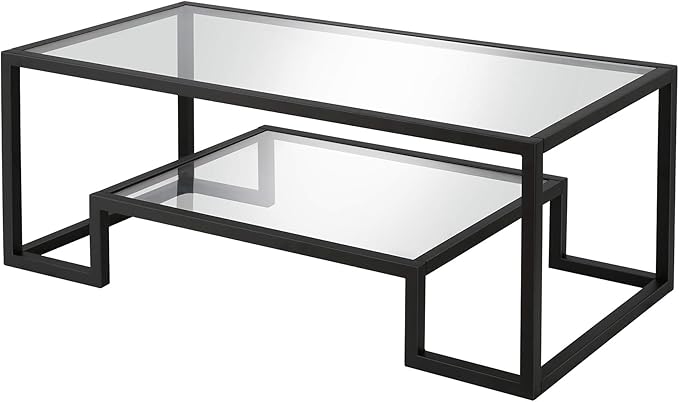Henn&Hart 45" Wide Rectangular Coffee Table in Blackened Bronze, Modern coffee tables for living room, studio apartment essentials - LeafyLoom