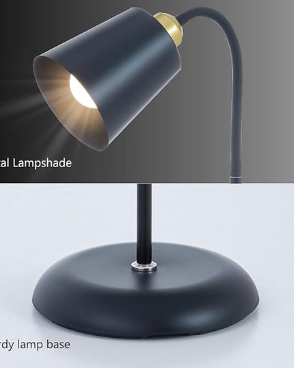 AoMck Floor Lamp, Industrial Metal Floor Standing Lamps Bendable Floor Lamp with Adjustable Gooseneck 2 in 1 Floor Reading Table Lamps for Living Room Bedroom Office(Black) - LeafyLoom