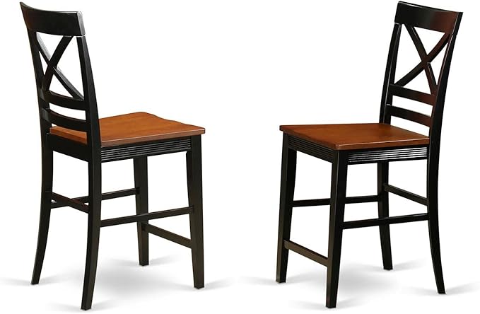 East West Furniture Eden 3 Piece Kitchen Counter Height Set Contains a Round Wooden Table with Pedestal and 2 Dining Chairs, 30x30 Inch, Black & Cherry - LeafyLoom
