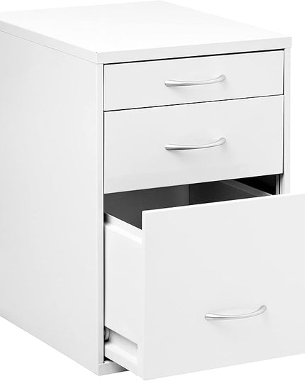 OSP Home Furnishings HPB Heavy Duty 3-Drawer Metal File Cabinet for Standard Files and Office Supplies, White Finish - LeafyLoom
