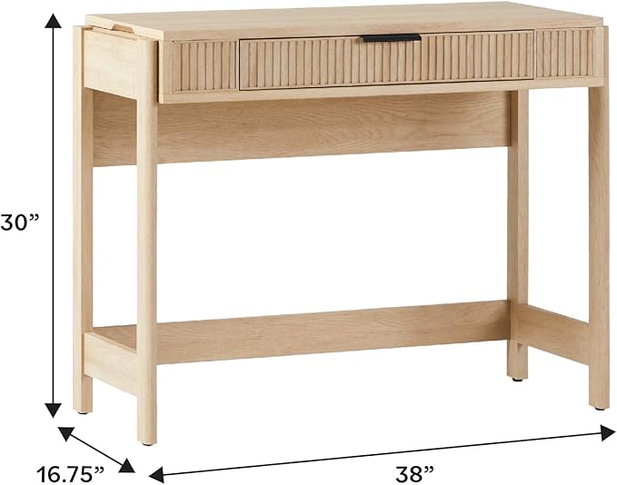 Walker Edison Office Writing and Computer Desk Spacious Desktop, Complementary in Living Spaces, 38 Inch, Reeded Lift-Top Coastal Oak - LeafyLoom