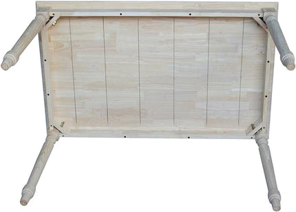 International Concepts Table Top Solid with Wood Standard Height Turned Legs, 30 by 48-Inch, Unfinished - LeafyLoom