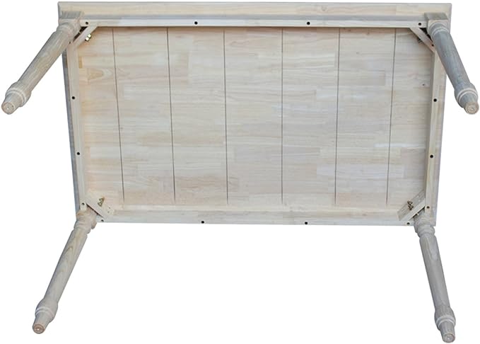 International Concepts Table Top Solid with Wood Standard Height Turned Legs, 30 by 48-Inch, Unfinished - LeafyLoom