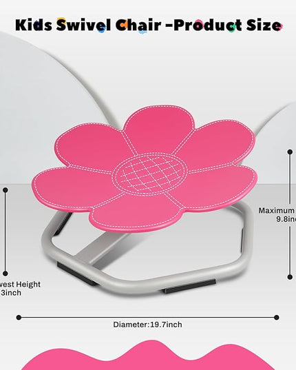 Sensory Toys Kids Swivel Chair, Autism Kids Swivel Chair, Petal Sit and Spin Seat Balance Chair Indoor for Child Age 3+, Regulating Toddler’s Body Balance, Metal Base Non-Slip Rose Red - LeafyLoom