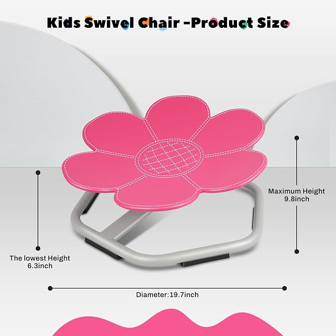 Sensory Toys Kids Swivel Chair, Autism Kids Swivel Chair, Petal Sit and Spin Seat Balance Chair Indoor for Child Age 3+, Regulating Toddler’s Body Balance, Metal Base Non-Slip Rose Red - LeafyLoom