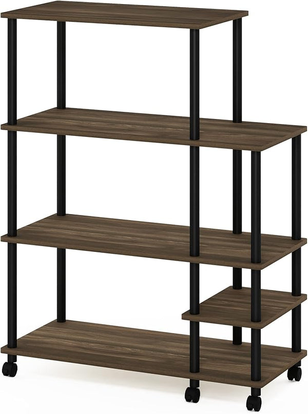 Furinno Turn-N-Tube Kitchen Shelf Cart, Columbia Walnut/Black - LeafyLoom