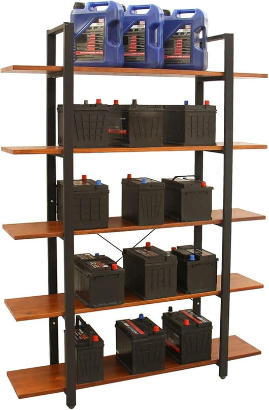 CONSDAN Industrial Bookshelf, USA Grown Hardwood, Real Wood Bookshelves, Modern Open Rustic Bookcase, Storage Shelf, Display Shelf, Poplar Solid Wood-5 Tier Shelf - LeafyLoom