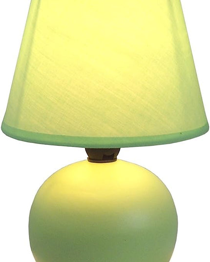 Simple Designs LT2008-GRN Mini Ceramic Globe Matching Fabric Shade Table Lamp, Green - LeafyLoom