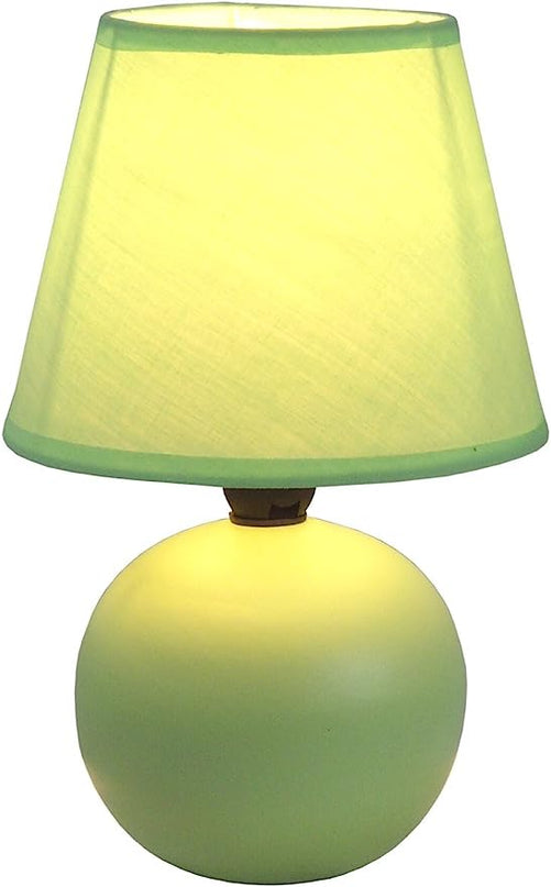 Simple Designs LT2008-GRN Mini Ceramic Globe Matching Fabric Shade Table Lamp, Green - LeafyLoom