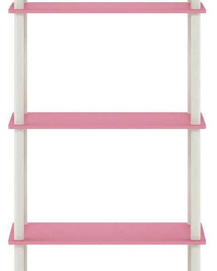 Furinno Turn-N-Tube Multipurpose Shelf / Display Rack / Storage Shelf / Bookshelf, 5-Tier Round Tube, Pink/White - LeafyLoom