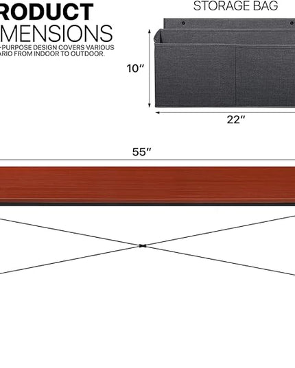 MoNiBloom Home Office Computer Desk with Storage Bag, 55" Writing Study Modern Simple Style Laptop Table, Teak Color - LeafyLoom