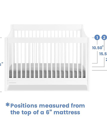 Delta Children Brooks 6-in-1 Convertible Crib, Bianca White + Simmons Kids Quiet Nights Breathable Crib Mattress with Removable/Machine Washable Cover (Bundle) - LeafyLoom