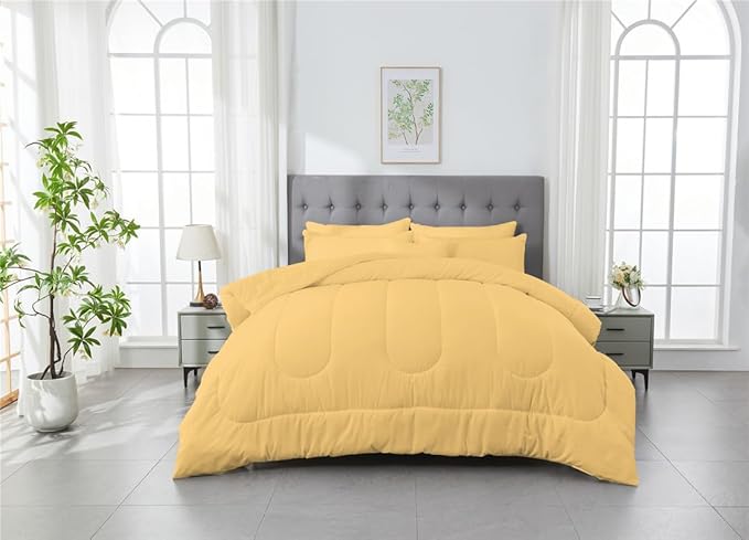 3 Piece Solid Color All Season Bedding Comforter Set Microfiber Soft Lightweight Bedding Set for Kids Teens Adults Room Decor with 1 Comforter and 2 Pillowcases King - LeafyLoom