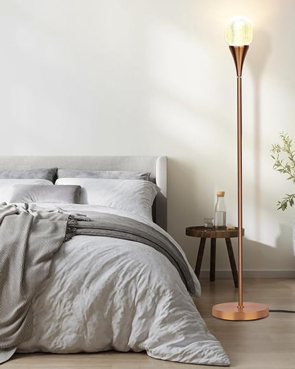Modern Globe Floor Lamp, Minimalist Room Decor Standing Lamp, Dimmable LED Tall Floor Light for Living Room, Bedroom Decor, Full Range Dimming, Adjustable Color Temperature - Gold/Antique Brass - LeafyLoom