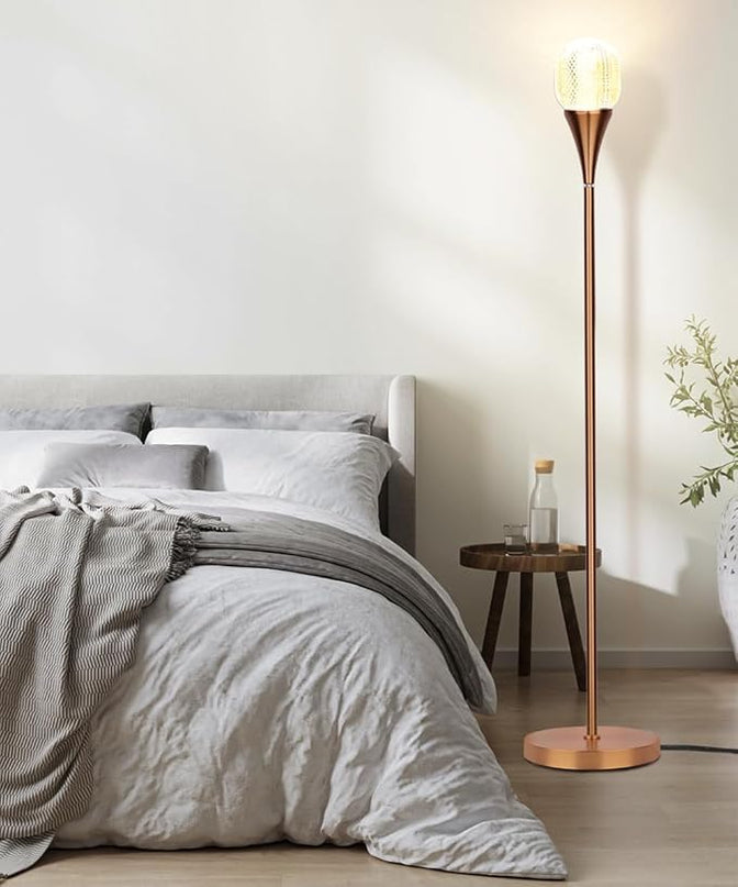 Modern Globe Floor Lamp, Minimalist Room Decor Standing Lamp, Dimmable LED Tall Floor Light for Living Room, Bedroom Decor, Full Range Dimming, Adjustable Color Temperature - Gold/Antique Brass - LeafyLoom
