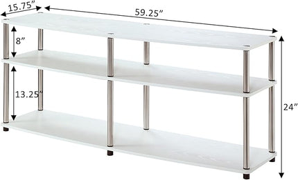 Convenience Concepts Designs2Go 3 Tier 60" TV Stand, White - LeafyLoom