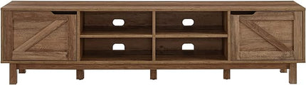 Walker Edison Tinsley Barn-Door Low Stand for TVs up to 80 Inches, 70 Inch, Rustic Oak - LeafyLoom