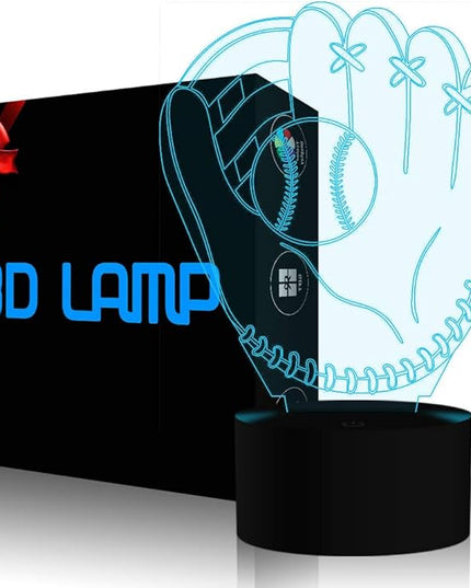 3D Illusion Desk Lamp Baseball Glove Model, LED USB Touch Button 7 Color Changing Lights Night Light for Baby Nursery, Best Gift Toys for Kids Friends Birthday Home Bedroom Decor Lighting - LeafyLoom