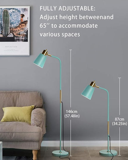 Floor Lamp, Industrial Floor Lamps for Living Rooms Rustic Farmhouse Reading Standing Floor Lamp Adjustable Metal Heads Indoor Task Lighting for Living Room Bedroom Office Home Décor (Green) - LeafyLoom