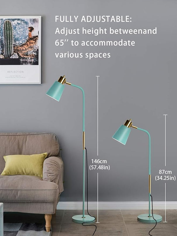 Floor Lamp, Industrial Floor Lamps for Living Rooms Rustic Farmhouse Reading Standing Floor Lamp Adjustable Metal Heads Indoor Task Lighting for Living Room Bedroom Office Home Décor (Green) - LeafyLoom